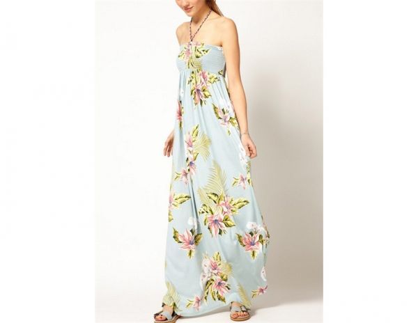 Floral Print Halter Maxi Dress M. da Mulher