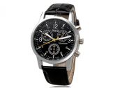 8077 Fashionable Leather Band Men's Quartz Wrist Watch (Blac