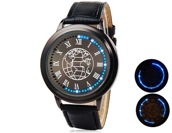 Men’s LED Touch-Screen Business Watch with Faux Leather Stra