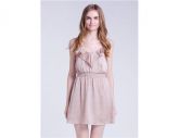Verão Spaghetti Strap Feminino Vestido enrugado M.